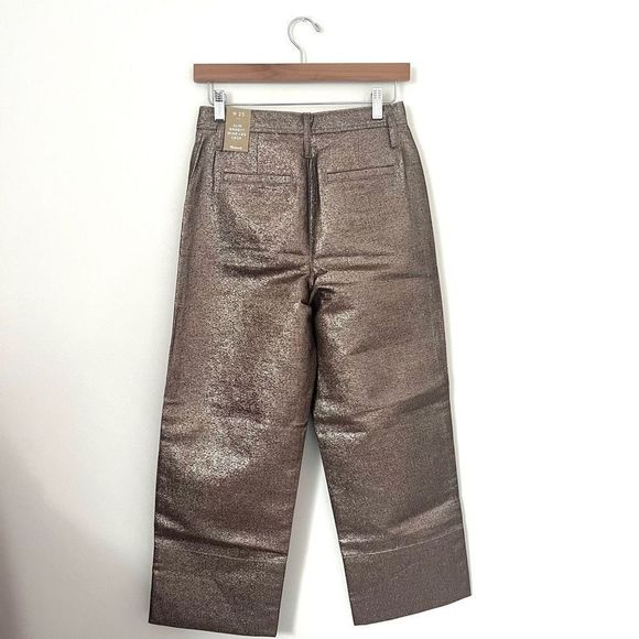 Madewell Emmett Wide-Leg Crop Pants in Metallic - Picture 8 of 9